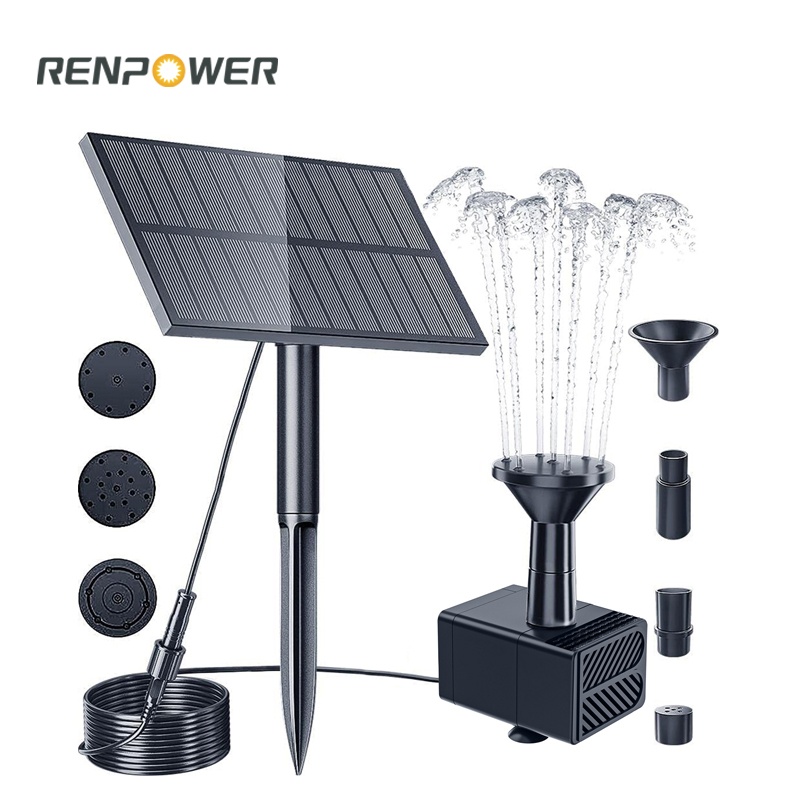 Fuente solar popular 1.5W Cotón molido Square Dividir Fuente de patio al aire libre Agua Rockery Landscaping